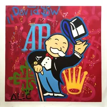hand painted oil painting Alec monopoly DJ music art poster Canvas painting Living Room decoration Street art Richie