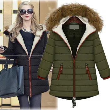 

New Autumn Winter Women Coats Fashion Plus size Loose Solid Casual Hooded Zipper Cotton Coat For Women Large Parkas Outerwear