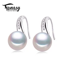FENASY настоящий природный жемчуг серьги черные серьги белого цвета, жемчужные ювелирные изделия новые серьги гвоздики для женщин, bijoux femme, шкатулка для ювелирных изделий
