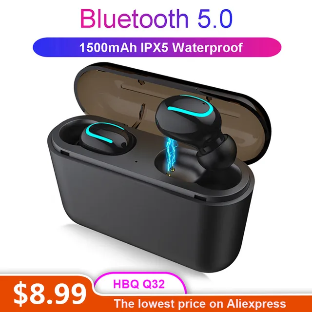 HBQ Q32 наушники-вкладыши TWS Bluetooth 5,0 наушники Беспроводной стерео мини-наушники гарнитура IPX5 Водонепроницаемый спортивные наушники для iPhone Xiaomi iOS