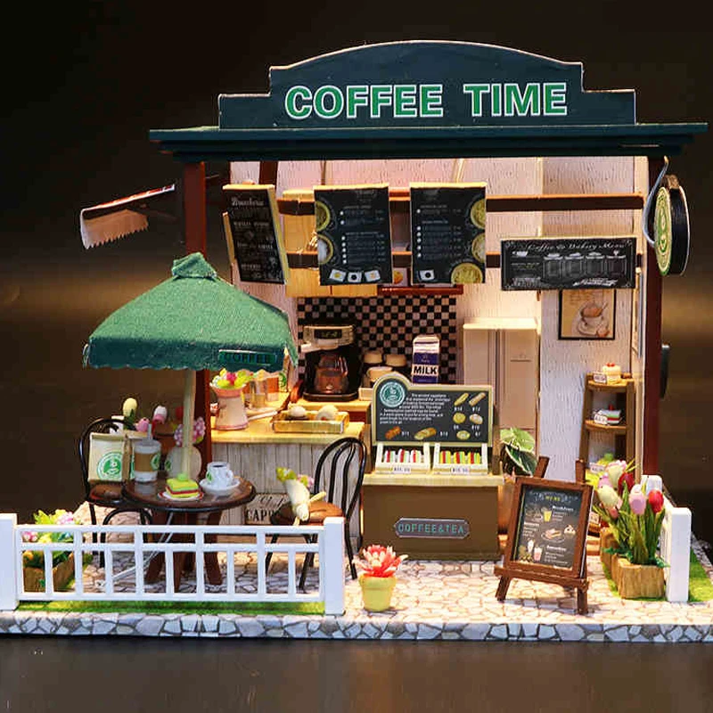 Doll House Wooden Furniture Diy House Miniature Box Puzzle Assemble 3D Miniaturas Dollhouse Kits Toys Children Birthday Gift D57