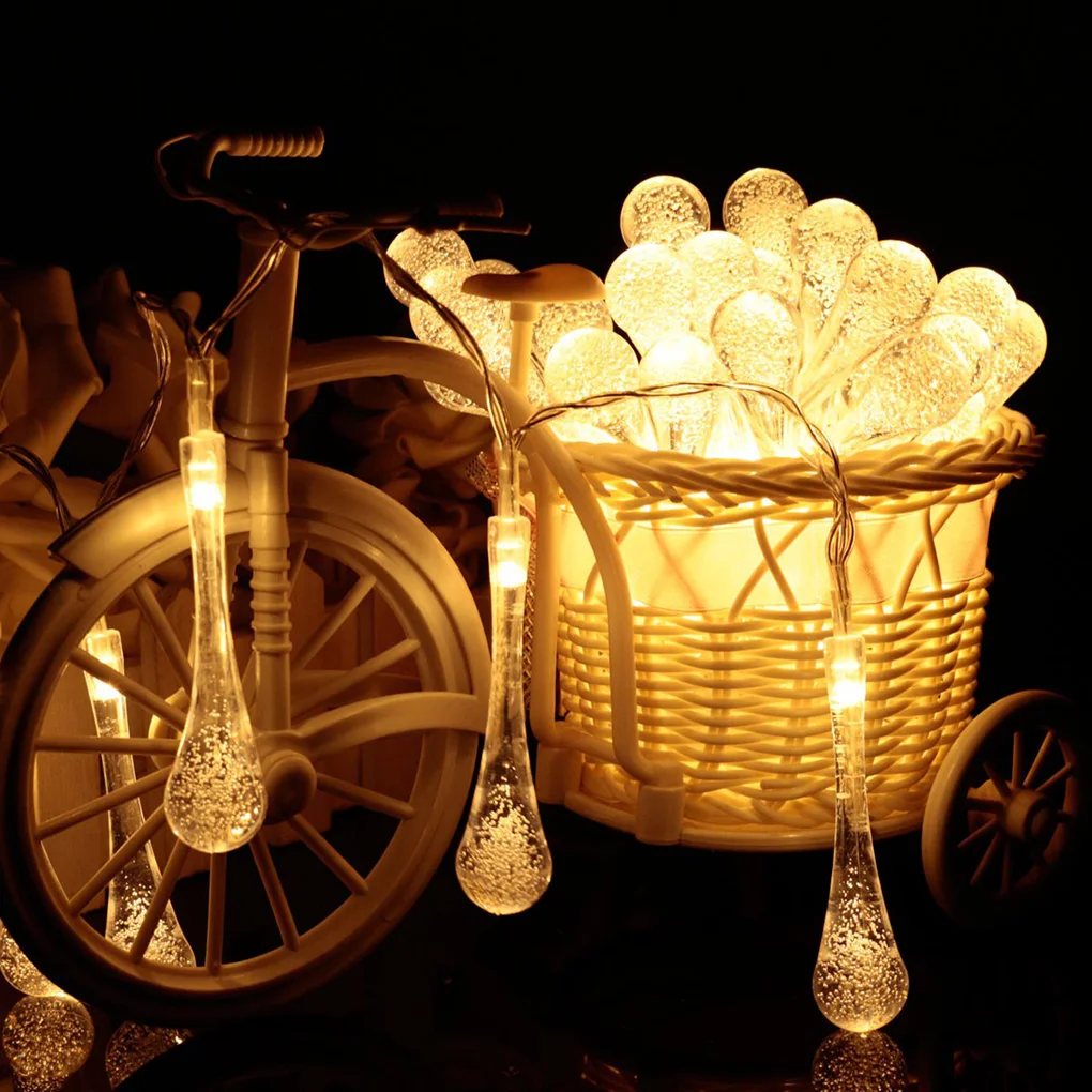 

Solar Powered LED String Light Water Drop Shape Holiday Lamp Decorations Home Office Outdoor Decor