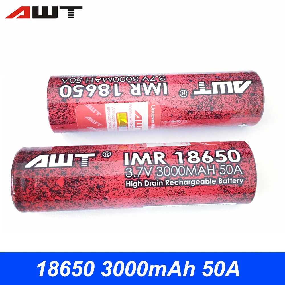 

AWT 18650 Battery 3000mAh 50A Lithium Battery for SMOK Voopoo Vaporesso Luxe Wismec Reuleaux RX2/3 Vape Mod VS VTC6 HG2 T043