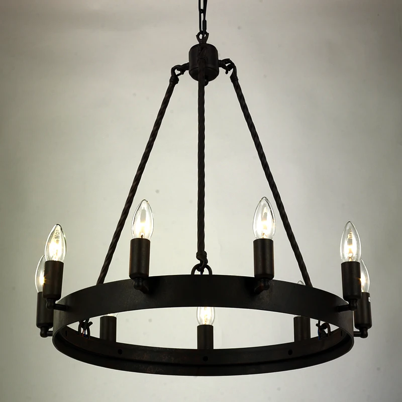 Vintage Iron Chandelier Lighting Lustre Wrought Loft Chandeliers For Living Room Bedroom Kitchen Indoor LED Nordic Retro Lights