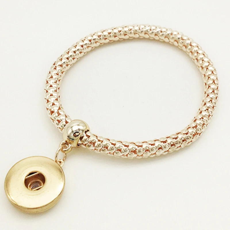 

Special Offer New Arrival Women One Direction Pulseras Glod Metal Elastic Snap Button Bracelet Bb5321 (fit 18mm 20mm Snap)