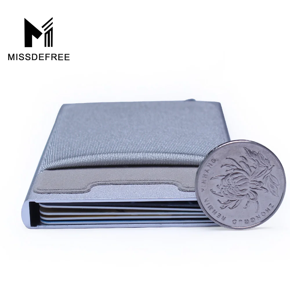 Aluminum Wallet With Elasticity Back Pocket ID Card Holder Rfid Blocking Mini Slim Wallet Automatic Pop up Credit Card Case Box