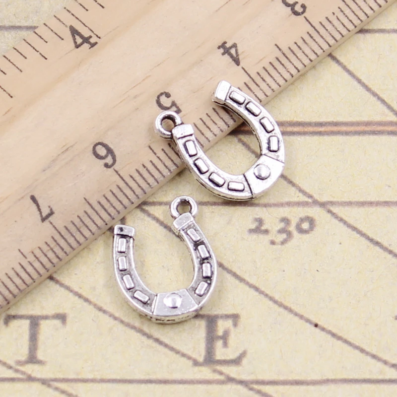 

20pcs Charms Lucky Horseshoe Horse 15x12mm Tibetan Bronze Silver Color Pendants Antique Jewelry Making DIY Handmade Craft