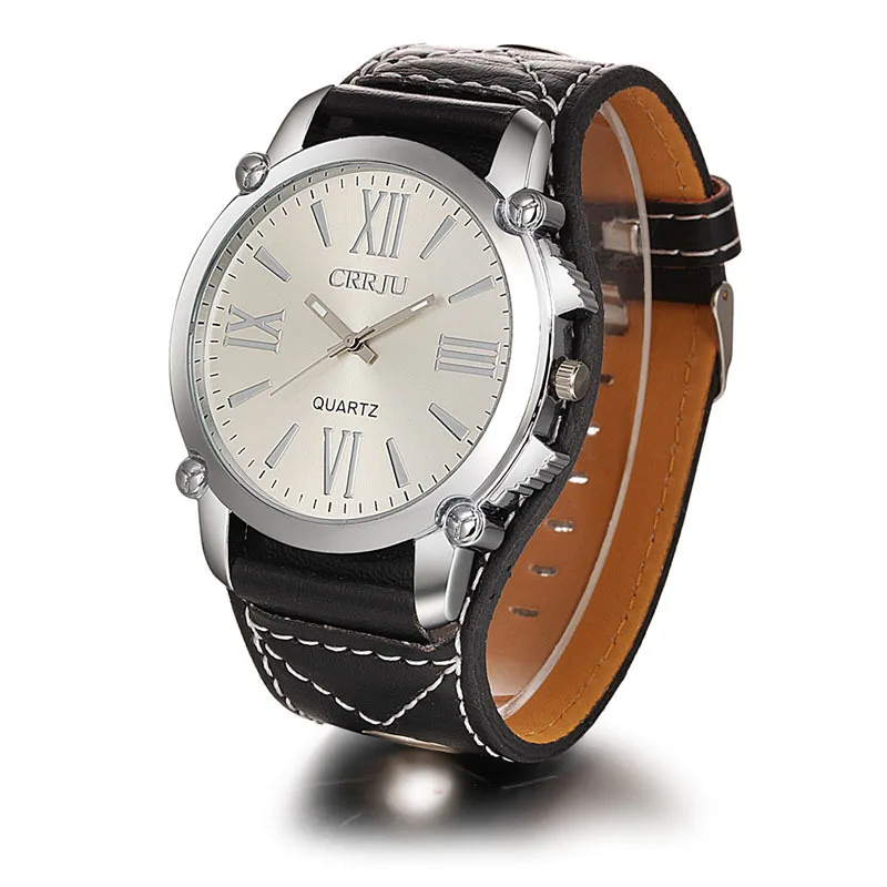 

2019 Luxury Leather Band Quartz Analog Wristwatch Relogios Masculinos Business Watches Mens Roman Big Dial Watches Relojes