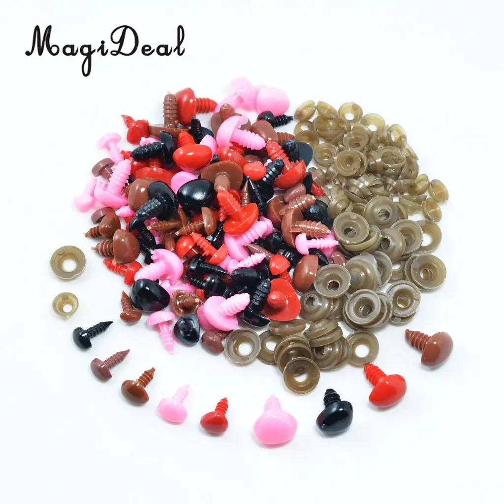  100 Pieces Mixed Color Eyes and Noses for Bear Doll, Puppet, Plush Animal Making Toy Accessories	