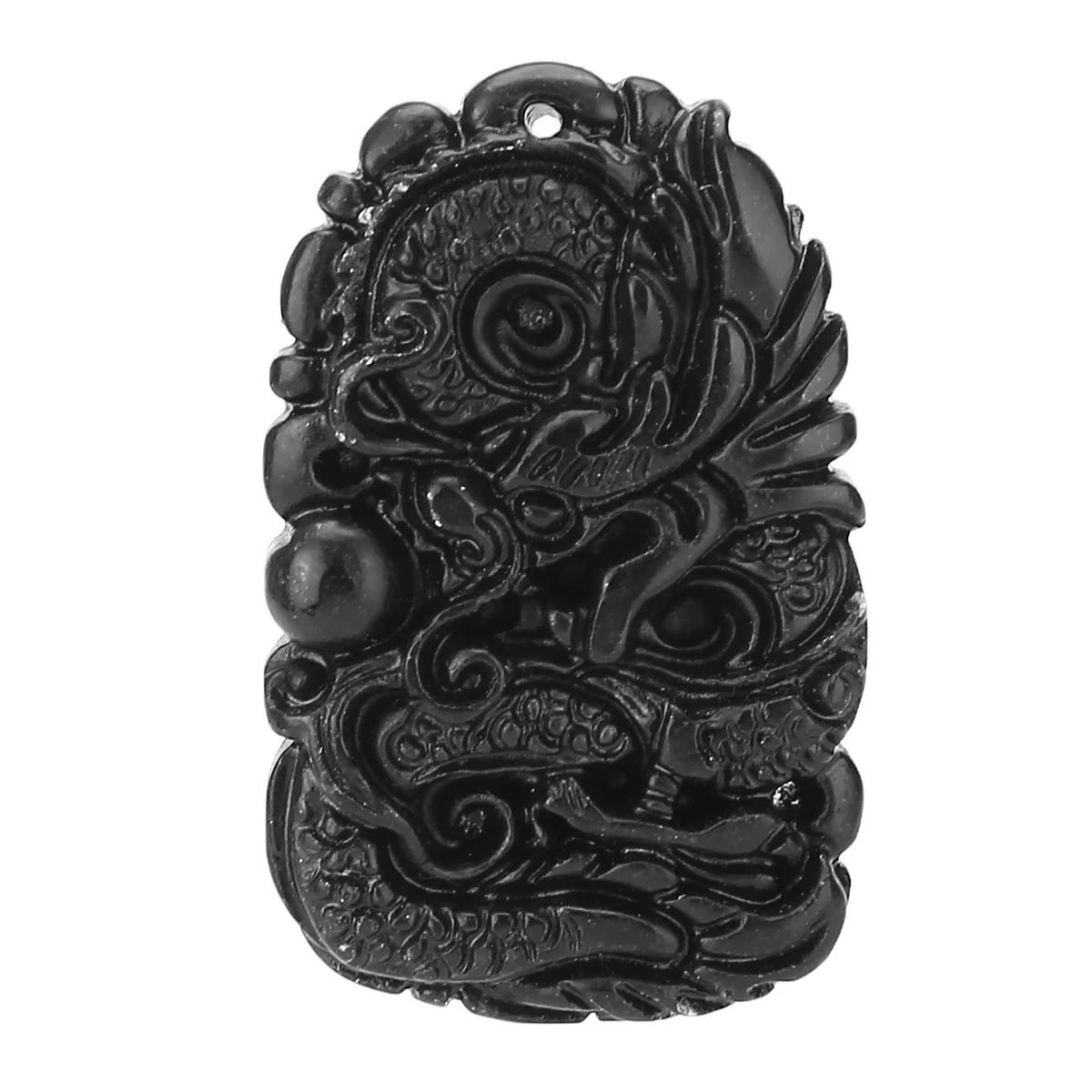1pc New Chinese Natural Black Green Jade Carved Pendant Dragon Good Lucky Amulet Gift