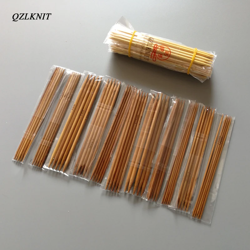 QZLKNIT 11 размеров/набор 13 см короткие Бамбуковые Спицы с двойным заостренным носком
