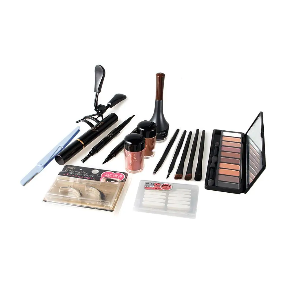 

13Pcs Makeup Tool Kit Including Makeup Brushes Eyeshadow Eyebrow Pen Mascara Double Eyelid Tape For Girl Gift S3