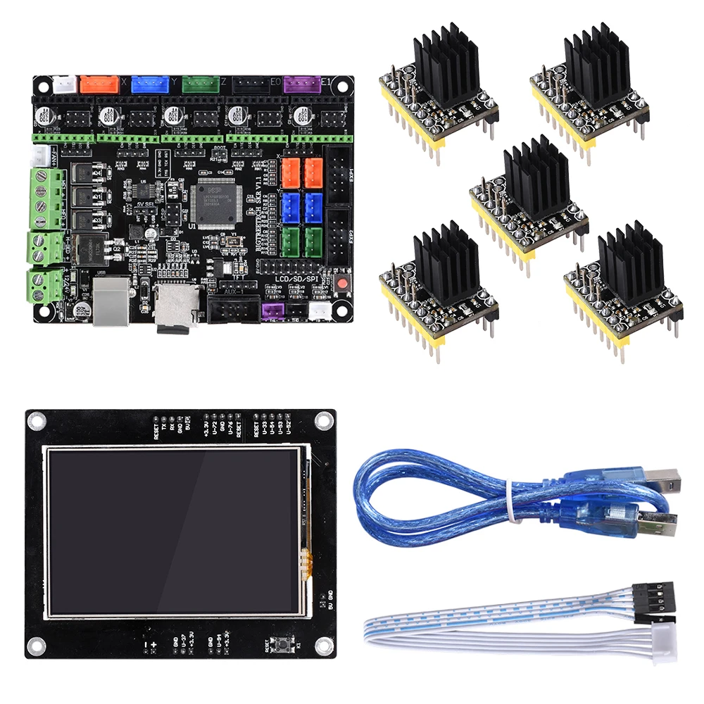 

BIGTREETECH SKR V1.1 Smoothieboard 32-Bit ARM with TFT3.5 Touch Screen Panel Kit + TMC2130 TMC2208 A4988 for 3D Printer