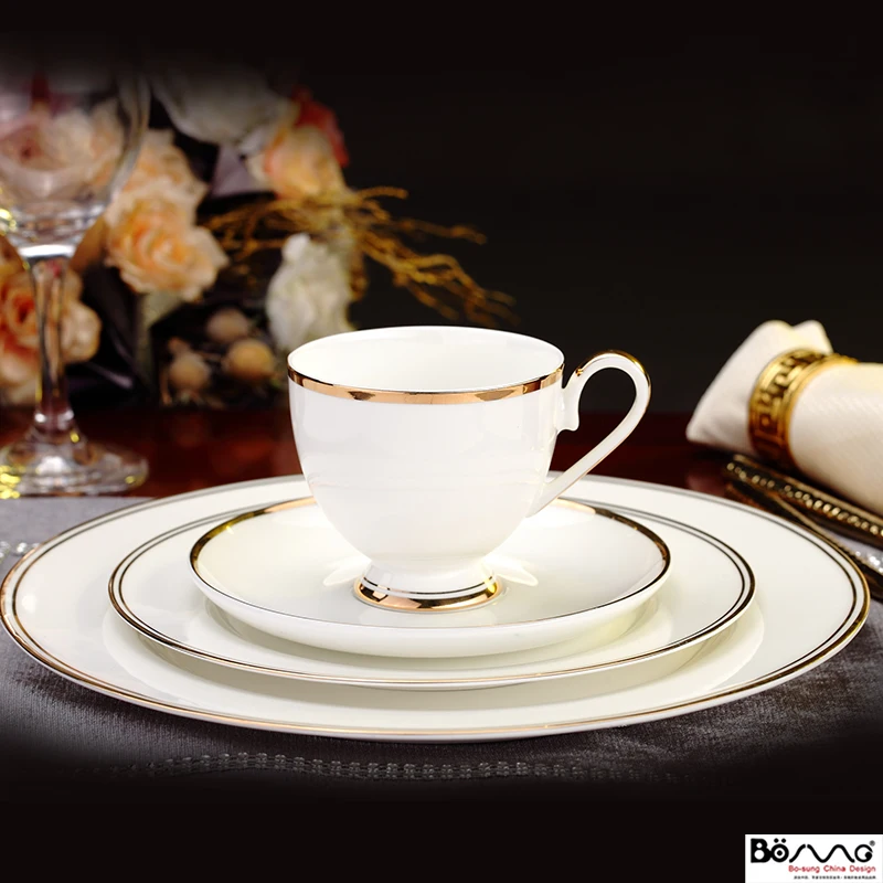 

Bone China White Plates Ceramic Dishes Plates Gold Inlay White Plates Food Dishes