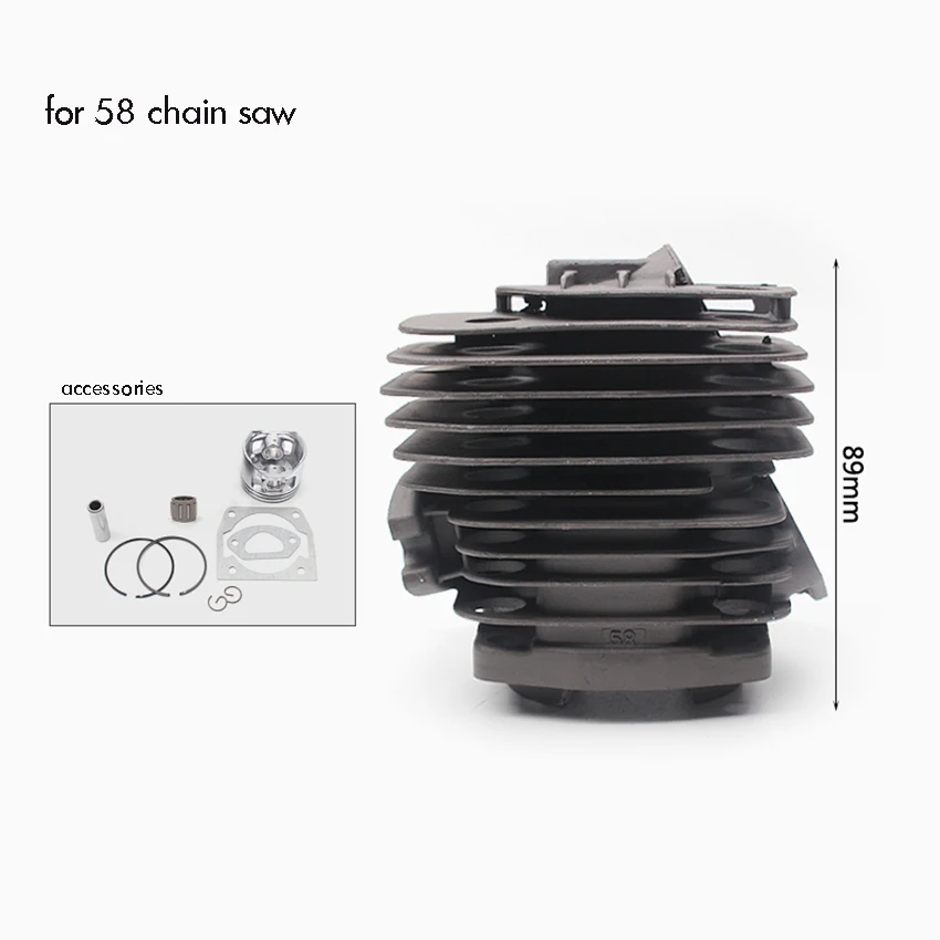 

45.2mm Big Bore Cylinder Head Piston Rebuild Kit Ring Pin Clips Assembly for 58 Chainsaw Universal Logging Saw Cylinder Fitting