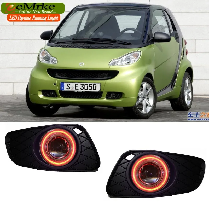 EEMRKE FOR Smart Fortwo W451 Led DRL Angel Eyes Fog Lights Daytime Running Lights Tagfahrlicht
