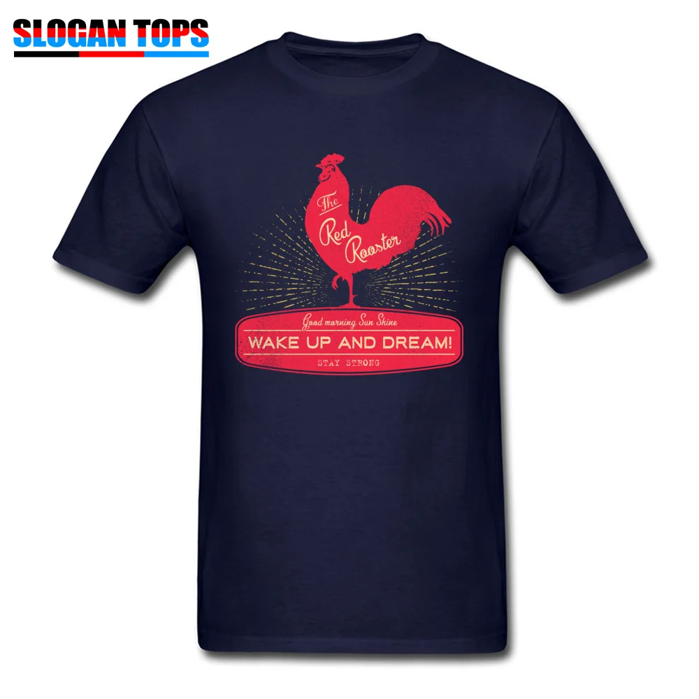 Casual T Shirt High Quality Round Neck Funny Cotton Fabric Mens T Shirt 3D Printed Short Sleeve Clothing Shirt Vintage Rooster Wake Up and Dream navy