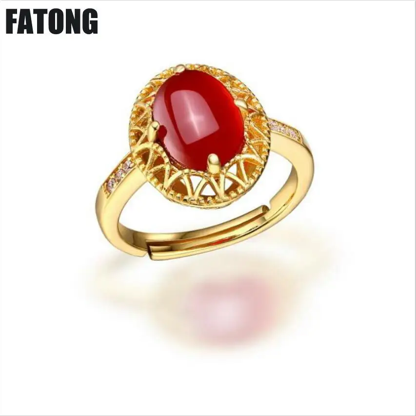 

Elegant fashion accessories 925 sterling silver crystal agate chalcedony retro egg-shaped open ring Hot. J0126