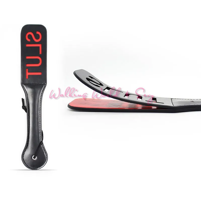 Adult Game Double Layers Leather Paddle With Word SLUT Sex Toys For Couples Fetish Slave Paddle Spanking Flogger Sex Products (1)