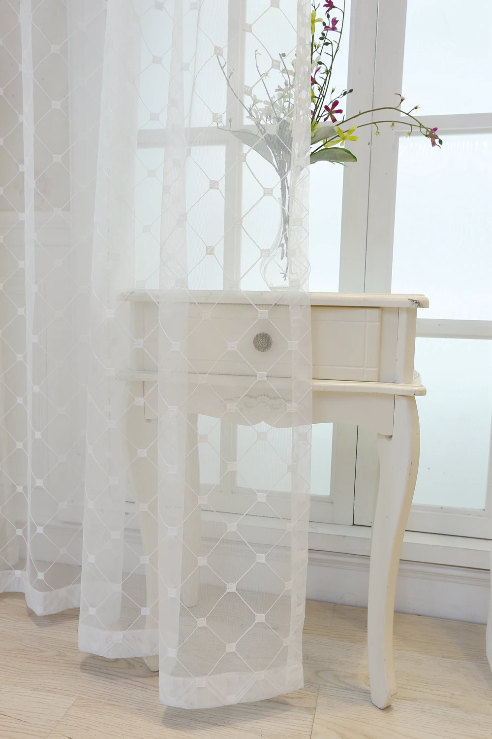 Sinogem Plaid Sheer Curtains Towel Embroidery Curtain for Kitchen Living Room Bedroom Tulle for Windows Treatment Panel (20)