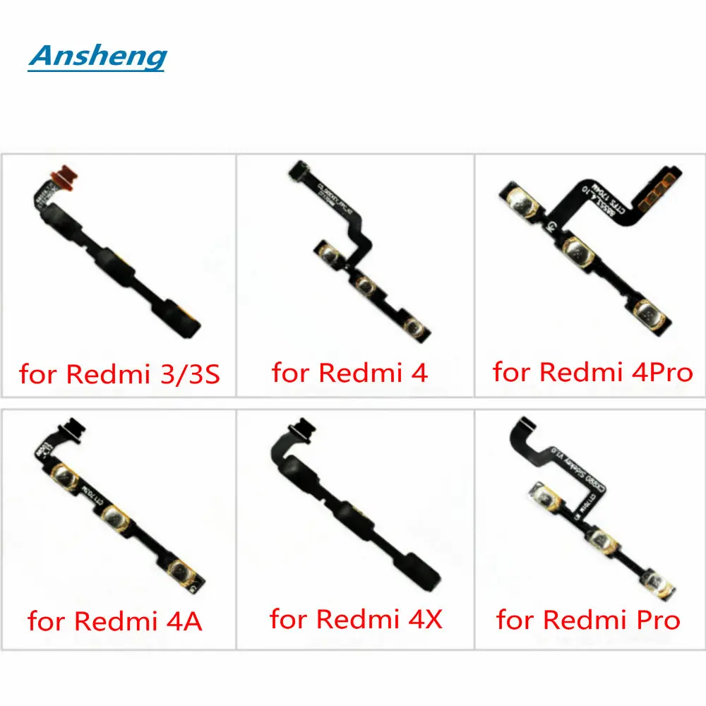 

Ansheng Power On/Off Key+Volume Up/Down Side Button Flex Cable for Xiaomi Redmi 3/3S Redmi 4/4A Redmi Pro 4Pro 4X