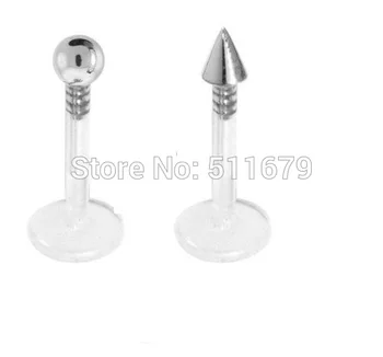 

16g Acrylic Labret Lip Piercing S with Surgical Steel Ball And Cone Body Jewelry