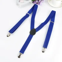 OnnPnnQ модные однотонные 3 зажимы подтяжки высокая эластичная Регулировка Королевский синий удобные подтяжки мужской мальчик свадебная одежда аксессуары