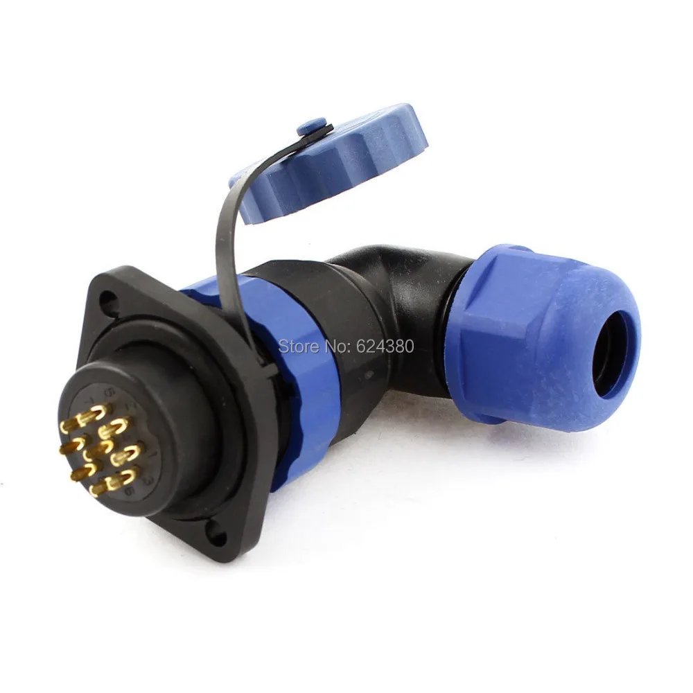 

Right Angle Waterproof Aviation Connector SD20 20mm 9 Pin Plastic Female Male Wire Cable Flange Plug Socket Elbow IP68 Discount