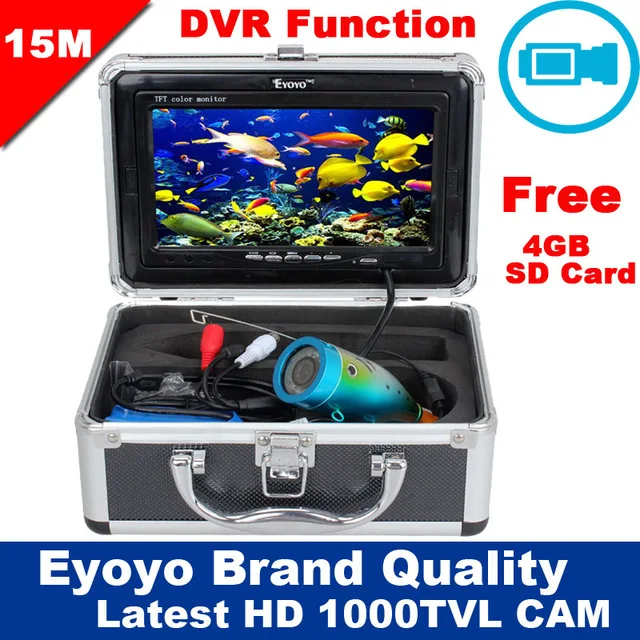 

Free Shipping!Eyoyo Original 15M 1000TVL HD CAM Professional Fish Finder Underwater Fishing Video Recorder DVR 7" Color Monitor