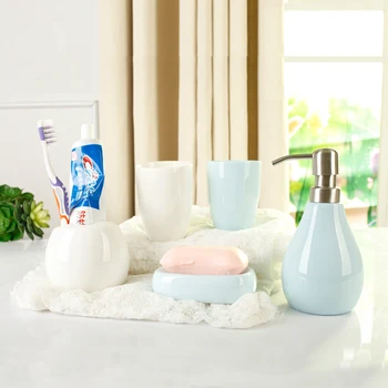 

Liquid Soap Dispenser Kitchen Ceramic Bathroom Home Decoration Porcelain Accessories Soap Holder Hotel Shower Shampoo Bottle Set