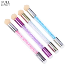 1 PC Double Head Nail Art Sponge Silicone Sikat Secara Bertahap Mekar Desain Dotting Pen Zircon Rhinestones Menangani Manikur Alat LE944(China)