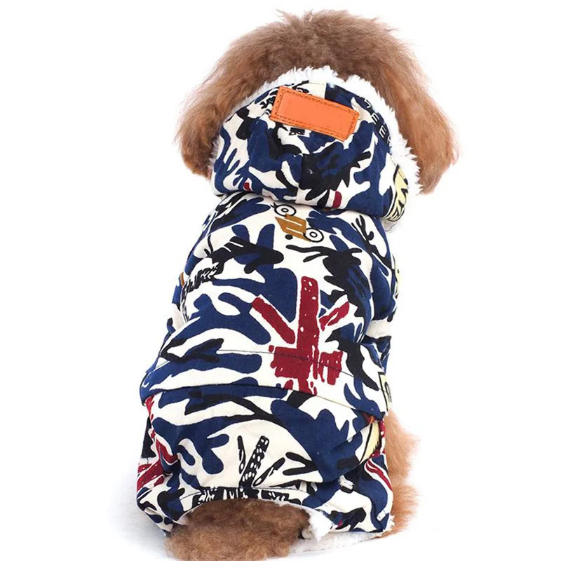 Flower Pattern Dog Jumpsuits Cotton Sweet Dog Hoodies Puppy Thicken