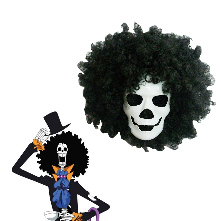Livraison-Gratuite-Morts-Bones-Brook-Masque-et-Noir-Perruque-Anime-Cosplay-Accessoires