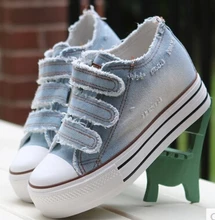 2016 Nouvelles Femmes Chaussures à lacets en toile casual chaussures femmes plate-forme printemps été femmes denim chaussures
