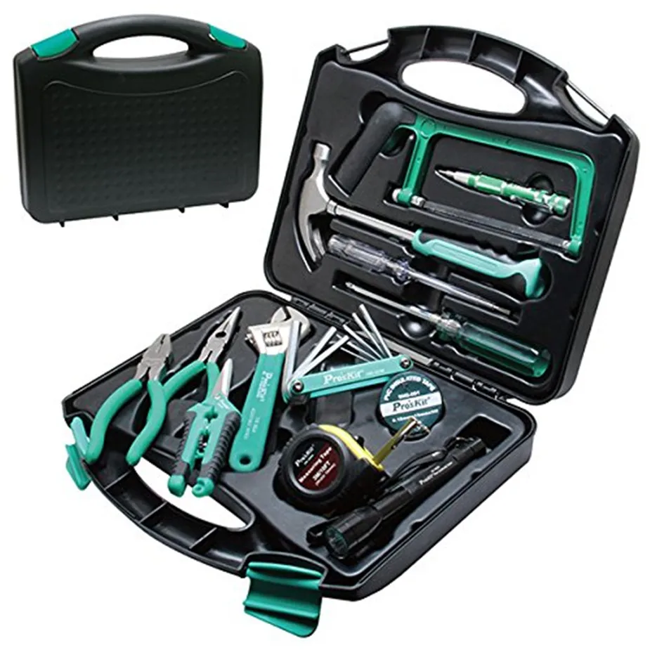 

Pro'skit PK-2028 Household Repair Hand Tool Set Electrician Pliers Driver Bit Set Wrench Tool Kit Tool Box