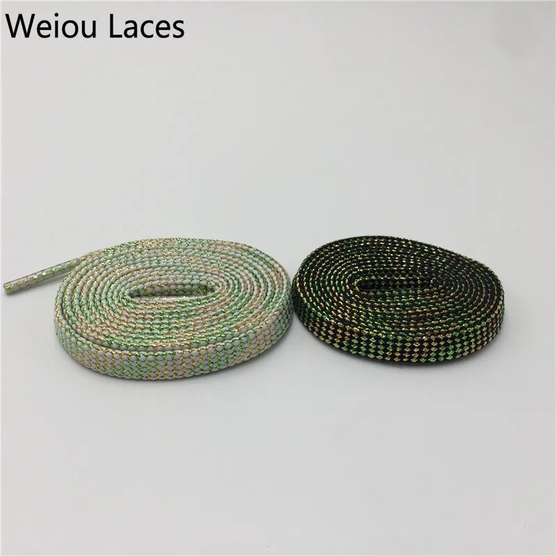 (30Pairs/Lot)Weiou 7mm Flat Black White Light Green Glitter Shoelaces