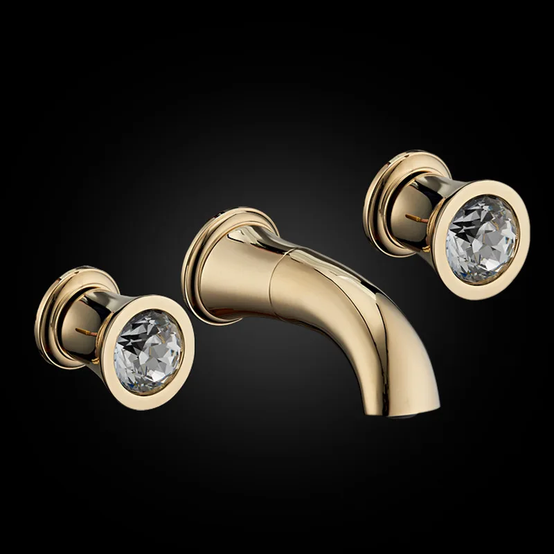 

Chrome Crystal Hot and Cold Water Bath Cabinet Tap Double Handle Basin Faucet European Diamond Washbasin Mixer Shower Faucets