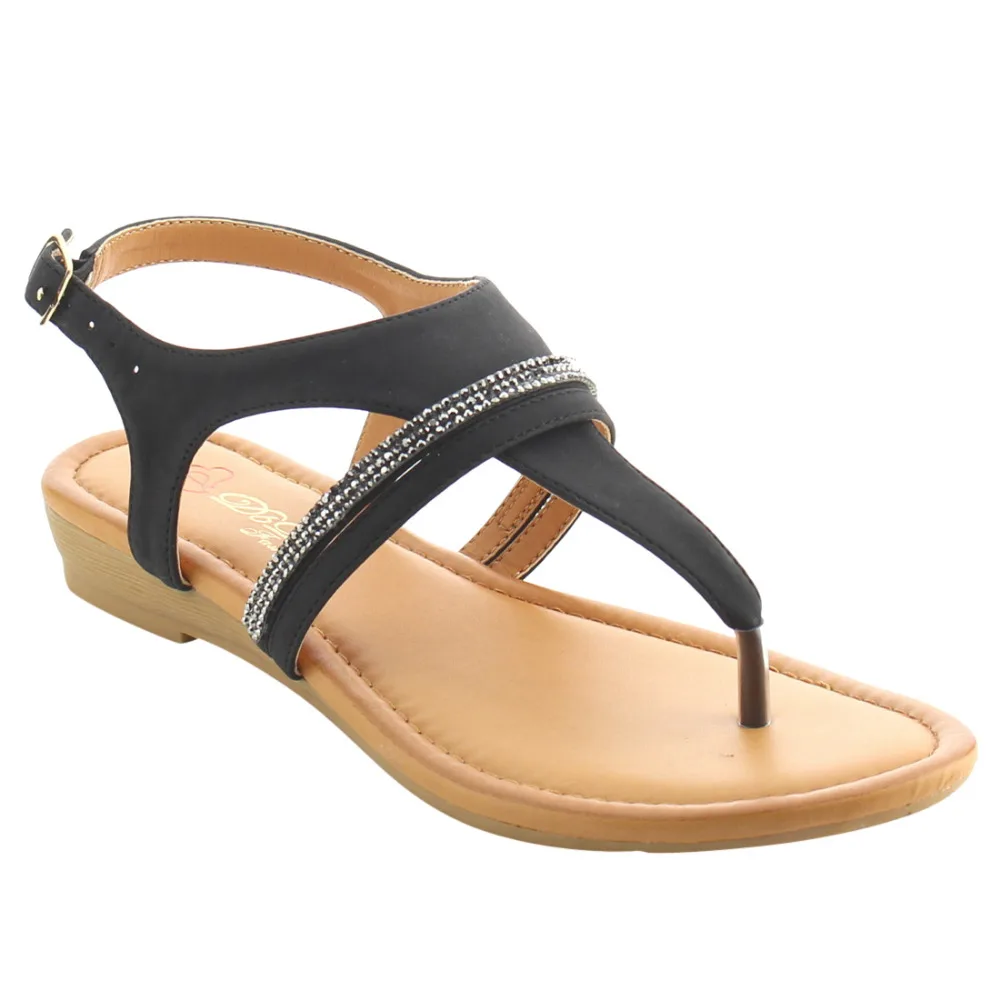 AG79 Women's Shoes Thong Rhinestone Ankle Strap Wedge Heel Sandalsin