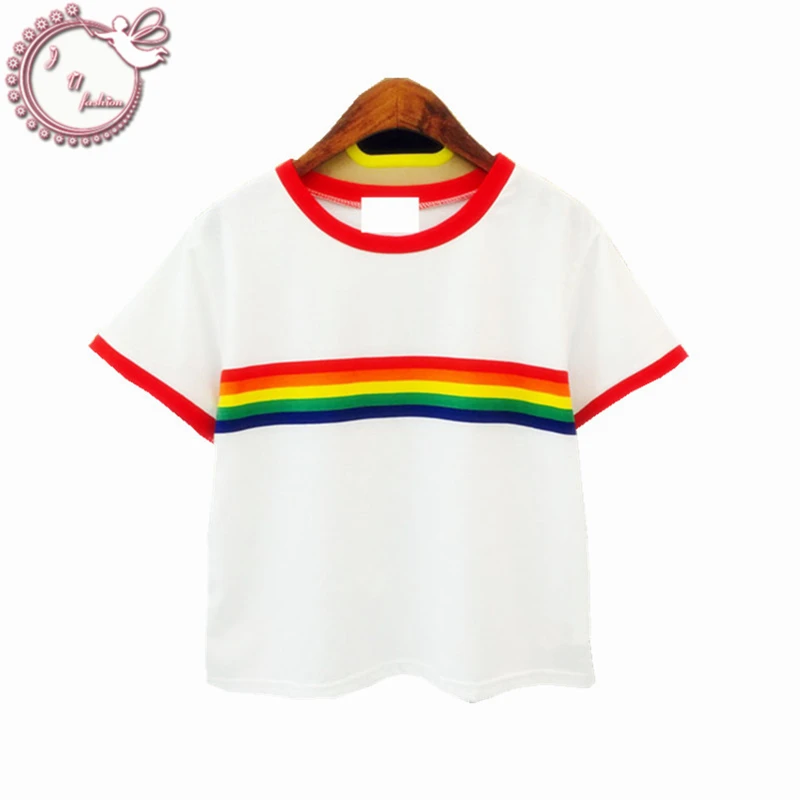 women rainbow striped shirt