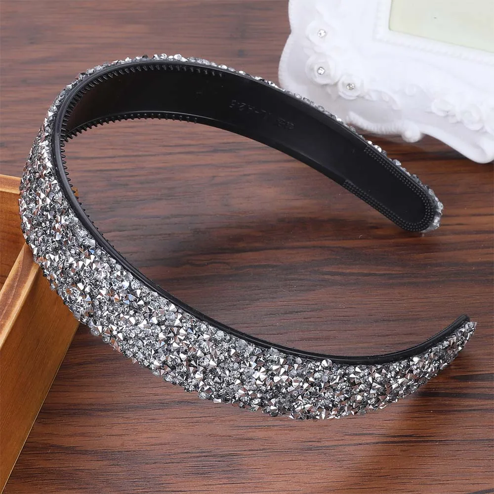 

Haimeikang New Fashion Sparkly Wide Silver Rhinestone Headband Hairband Crystal Hair Accessories Wedding Hair Jewelry For Women
