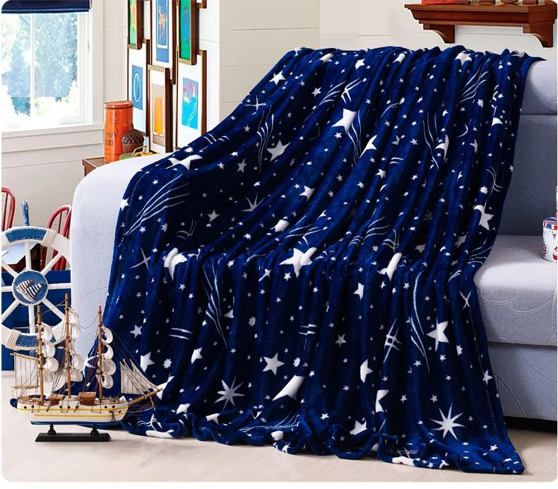 

Super Soft Flannel Blanket Stars Blanke High Density To on For The Sofa/Bed/Car Portable Plaids