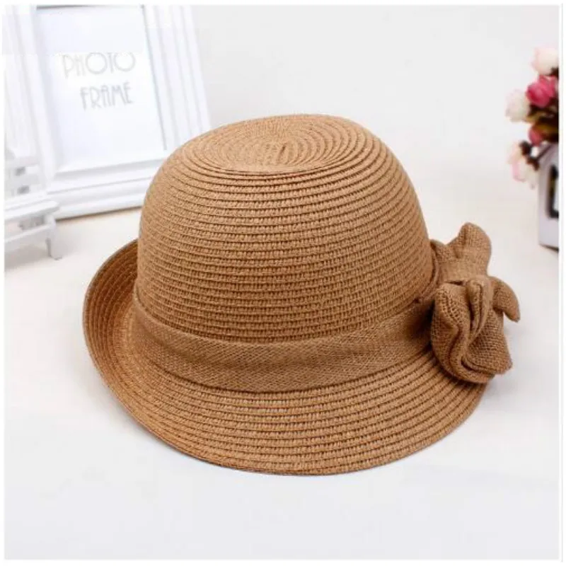 Новая Женская британская соломенная шляпа от солнца, летняя Солнцезащитная шляпа с бантом, складная женская шляпа B-3145