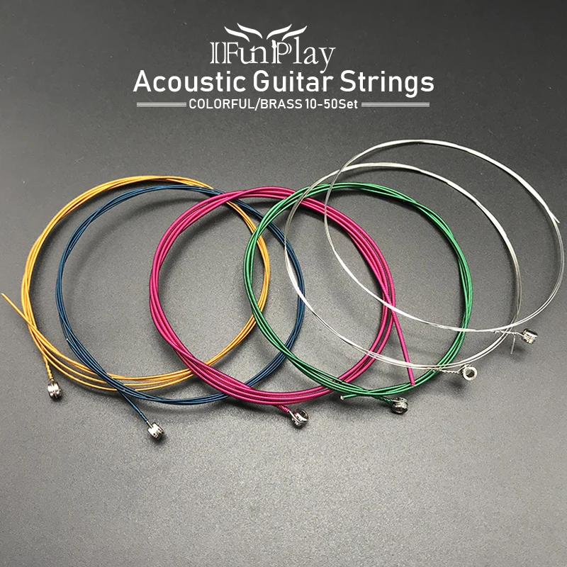 10Set Colorful Acoustic Guitar String Steel Brass Folk Guitar String