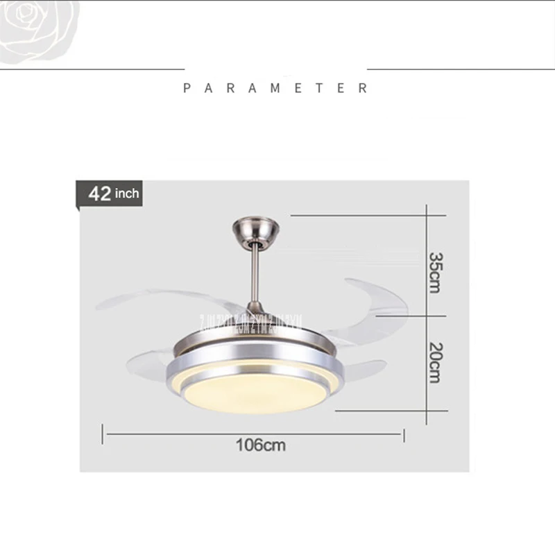 42 дюймов современный немой потолочный вентилятор с подсветкой беспроводной пульт дистанционного управления гостиная Светодиодная лампа с кристаллами с вентиляторами скорость контроллер
