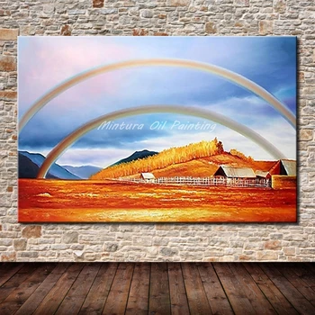

Arthyx Paintings Hand Painted Canvas Oil Painting Modern Abstract Rainbow Landscape Wall Pictures For Living Room Decor Artworks