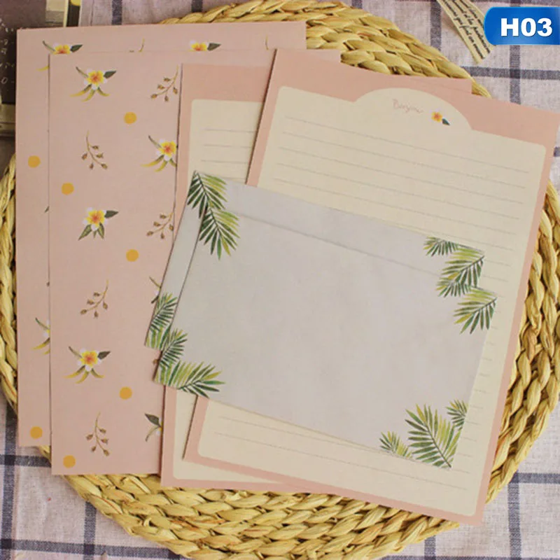 Корейские канцелярские товары для детей Подарки конверт мелкий цветок животное письмо Pad набор Письмо Бумага+ комплекты из конвертов бумага для письма - Цвет: 03