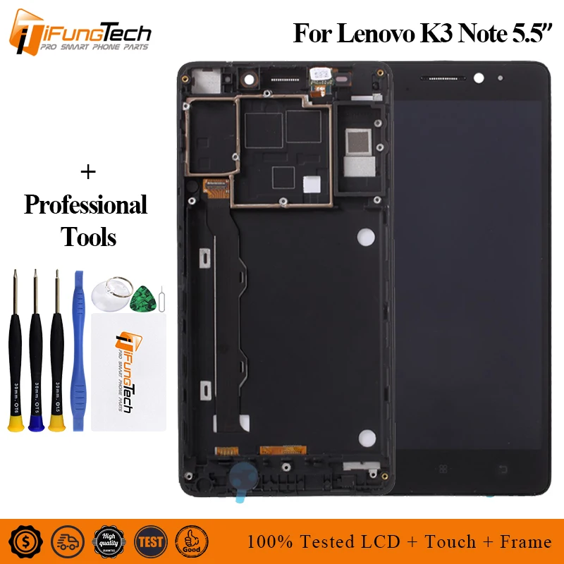 

K50-t5 K3 Note K50a40 LCD Display Touch Screen Assembly With Frame For Lenovo K50-t3s LCD Screen Replacement Parts