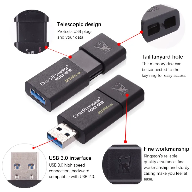 Original USB 3.0 Speed DataTraveler Kingston USB Flash Drive 16GB 32GB 64GB 16 32 64 GB Memory Pend