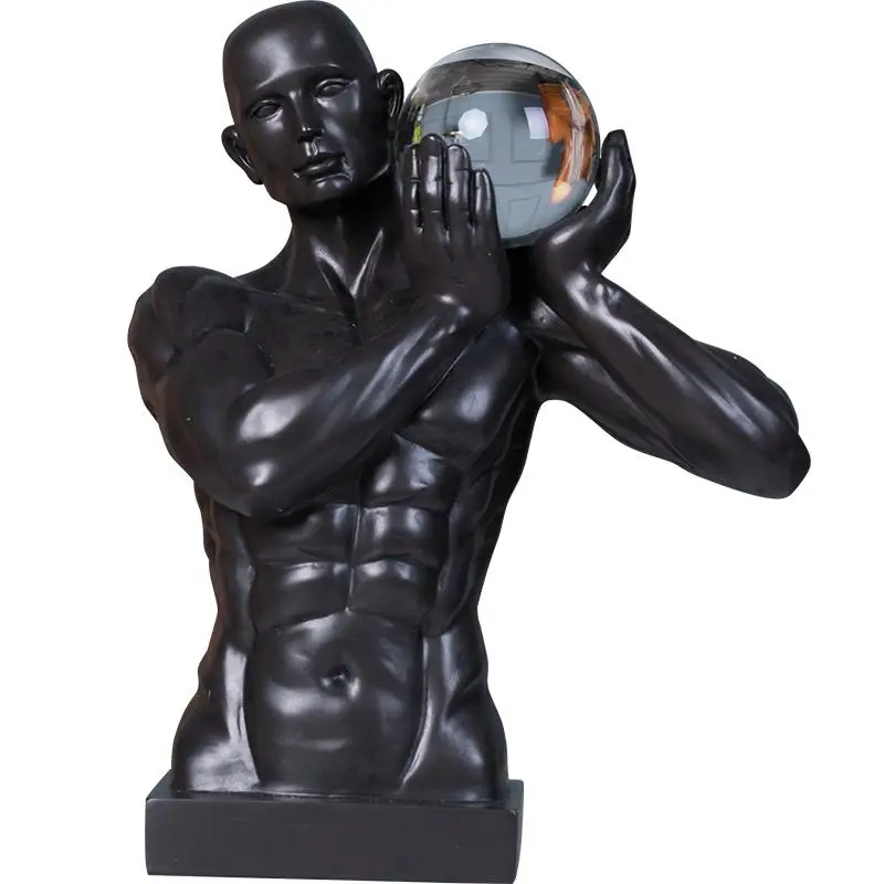 

Abstract Sports Figure Hercules Crystal Ball Bust Statue Figurine Creative Art Sculpture Resin Craftwork Home Decoration R413