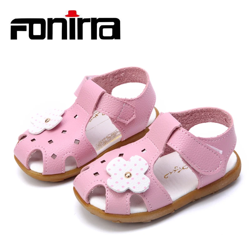 

Toddlers Cute Stylish Sandal Baby Girls Summer Sandals Flora Beach Flat Sandals Cow Muscle Sole Leather Sandals 253